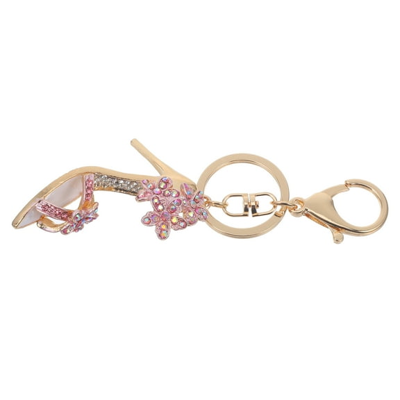 WHAMVOX Sparkling Rhinestone High Heel Keychain 1 Set Stylish Alloy Key Ring for Women and Girls