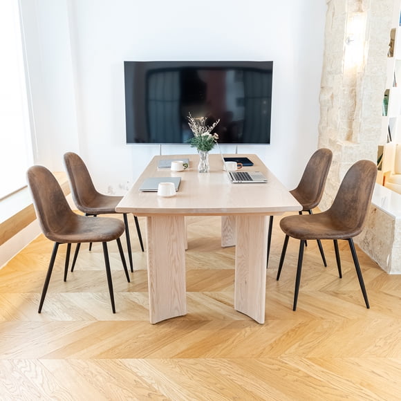 Ensemble de 4 Chaises de Salle à Manger en Tissu Suédé Brun par Maison Classique