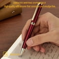 thumbnail image 5 of BEILUNER Luxury Gel Pens, Wine Red Pen Barrel with 24K Gold Trim, Classic Leather Box-Best Pen Gift Set for Men & Women Professional, Executive, Office, Retractable, Nice Fancy Designer Pens, 5 of 9