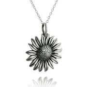 FASHIONJUNKIE4LIFE Sterling Silver Sunflower Pendant Necklace, 18" Chain