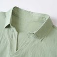 thumbnail image 5 of TOUMENY Men Linen Shirts Casual Long Sleeve Lightweight Breathable Shirt Solid Button Down Loose Fit Vacation Beach Summer Fall Tops Green XL, 5 of 7