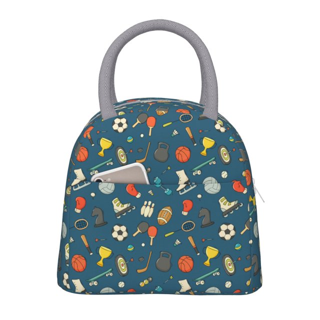 Fotbe Sports Ball Bolsa de Almuerzo con Estampado, Lonchera Aislada, Contenedor de Comida Reutilizable Tipo Cooler a Prueba de Fugas