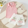 thumbnail image 2 of Baby Girls 2 Piece Ribbed Tank Tops Set Sleeveless Collared Shirt & Floral Print Shorts Stylish Dailywear 12-18 Months, 2 of 7