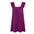 thumbnail image 6 of Miluxas Summer Tank Dress for Women Casual Sleeveless Square Neck Ruffle Strap Short Dress Solid Home Dress Beach Vacation Sundress Purple, 6 of 6