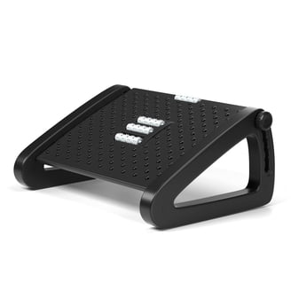 Nestled Interiors Rocking Foot Rest - Ergonomic Under Desk Foot Stool With Massage Surface, Large Size, Black