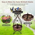 thumbnail image 5 of Pefilos 31" Outdoor Garden Bird Bath with Solar Light, Flower Planter Pedestal, Backyard Bird Feeder and Flower Planter, Brown, 5 of 8