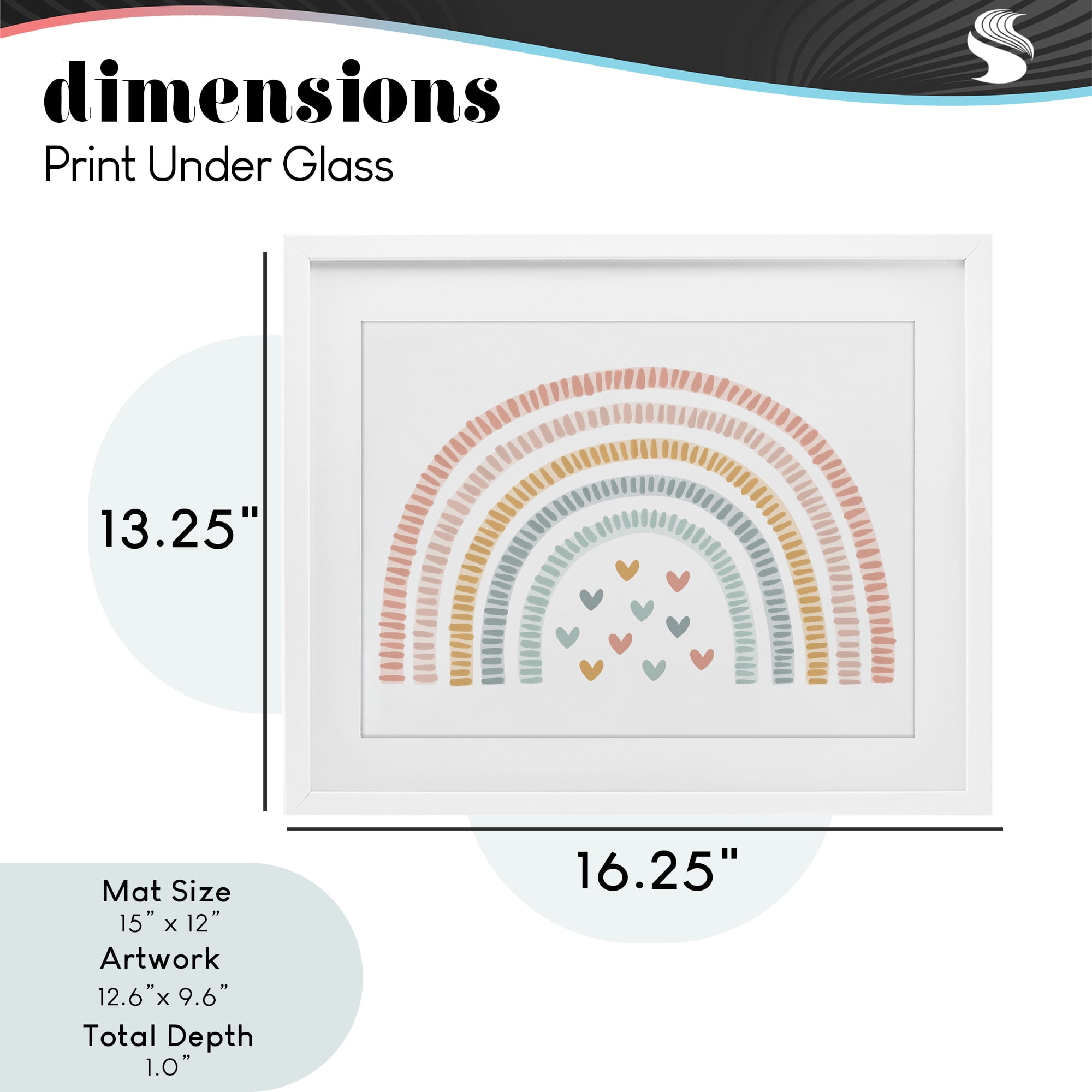 Stupell Industries Whimsical Pastel Rainbow with Hearts White Framed Print Under Glass, design by Lil' Rue
