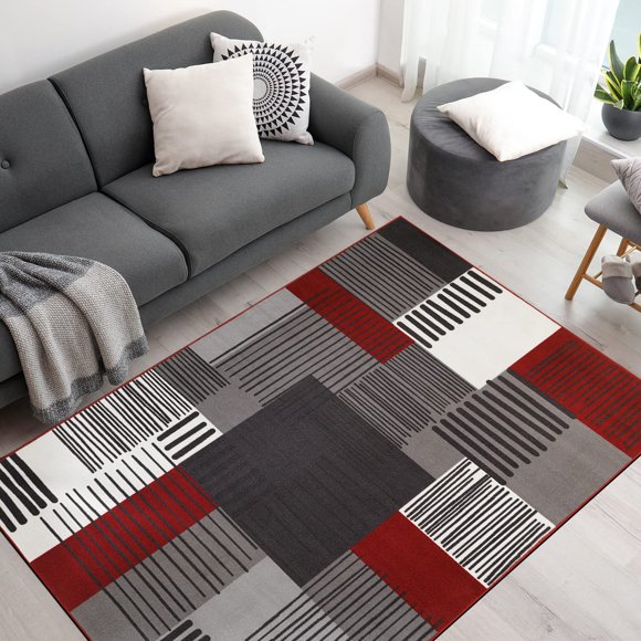BY COCOON 4x6 Area Rug | Area Rugs For Living Room Carpet For Bedroom Washable Rug (120 Cm x 170 Cm Red Rug)