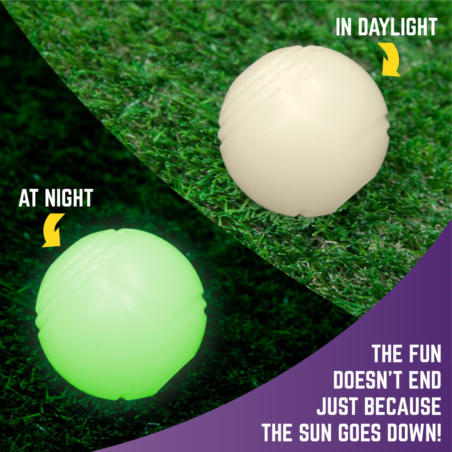 Chew King By Mammoth Dog Toy 3 Inch Durable Rubber Fetch Glow Balls (2-Pack), Dog Toy