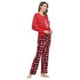 thumbnail image 3 of Casual Nights Women's Jersey Knit Long-Sleeve Top and Mircro Fleece Bottom Pajama Set - #1 Red Buffalo Snowflake, 3 of 4