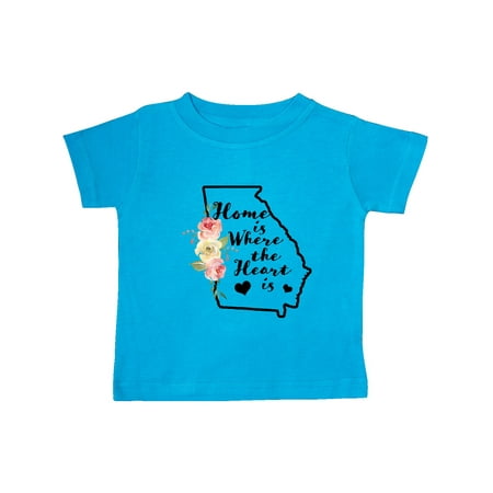 

Inktastic Georgia Home Where the Heart is with Watercolor Floral Gift Baby Boy or Baby Girl T-Shirt