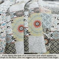 thumbnail image 6 of Stylish Floral Gray Yellow Coral Aqua Blue Fleur-de-lis Patchwork Polyester Quilt Bedding Set with Décor Throw Pillows (Queen - 6pc), 6 of 10
