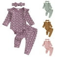 thumbnail image 5 of UAYOTSE Baby Girl Fall Clothes Set Floral Print Long Sleeve Romper Pants Set Cute Outfit(Purple&16,6-9 Months), 5 of 6