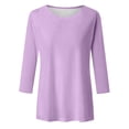 thumbnail image 5 of Yuanlong Women's T Shirts O-Neck Elbow-Length Summer Tees Solid Color Soft Loose Fit Classic Versatile Holiday Tee Tops, 5 of 5