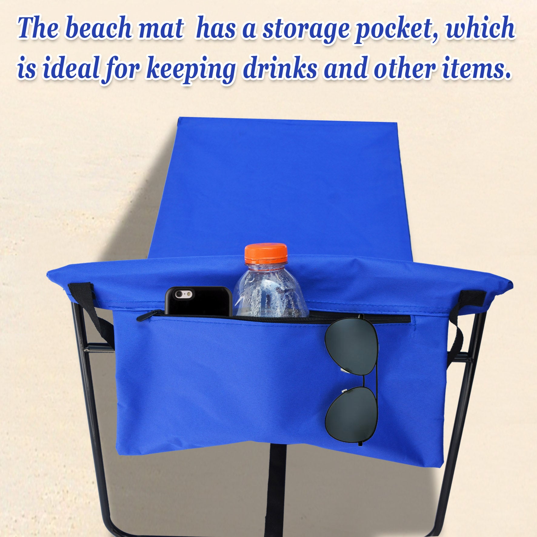SUNRISEUMBRELLA Outdoor Portable Lounge Chair Beach Reclining Lounger Chair Ground Mat Beach Pool (Dark Blue)