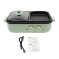 thumbnail image 3 of 2 in 1 Electric Hot Pot and Grill – 1300W Korean BBQ Grill & Shabu Shabu Pot with Independent Dual Zone Control, Non-Stick Smokeless Indoor Cooker for 1-3 People, Green, 3 of 7