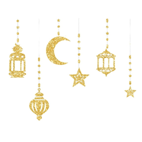 AOOOWER 6Pcs Eid Ramadans Hanging Banners Garlands Decorations for Islamic Muslims Party