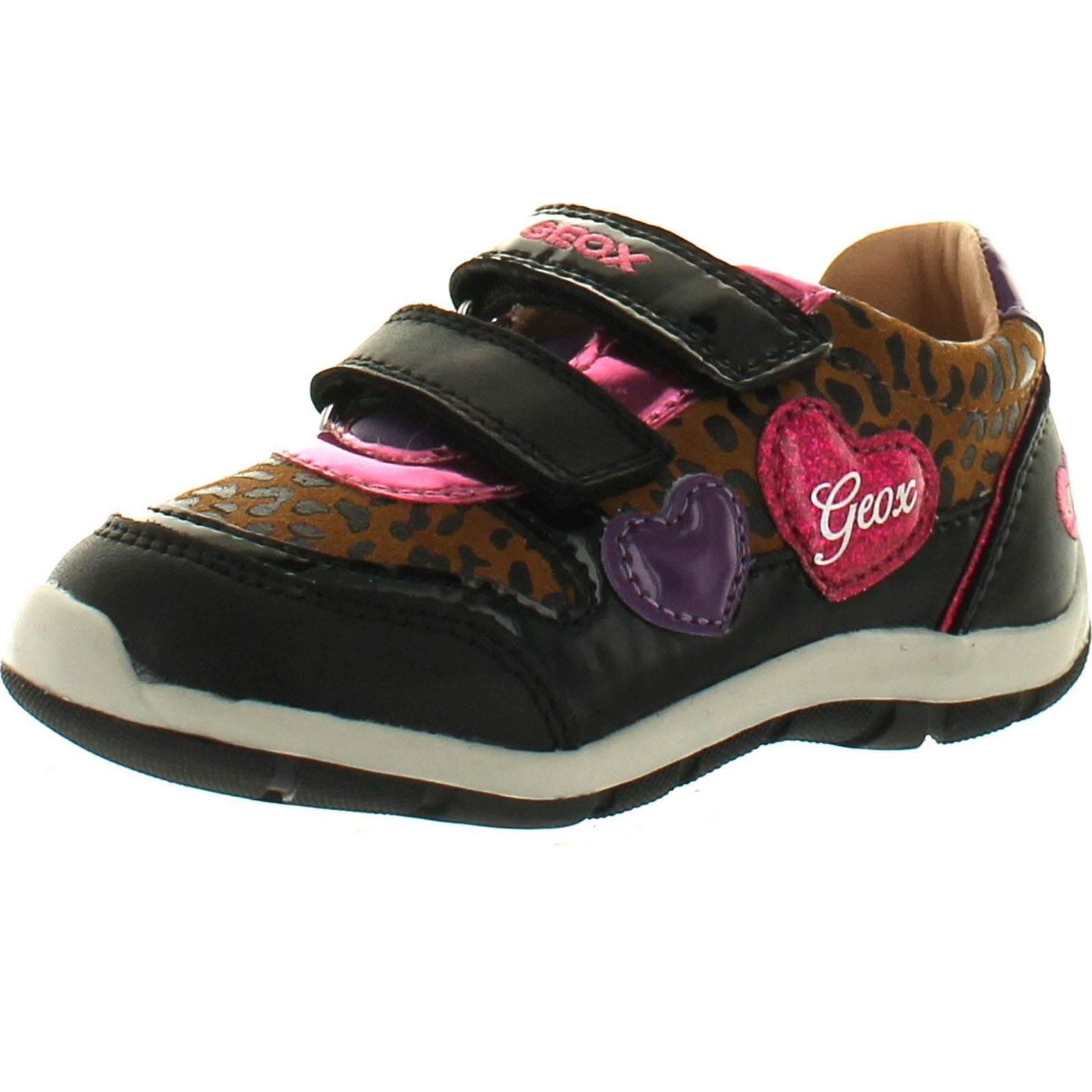 GEOX Little Girls Shaax Leopard Velcro Sneakers, Black/Silver, 25 - Walmart.com