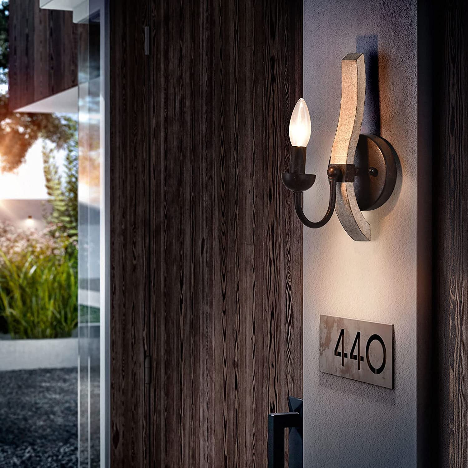 Miumaeov 40W Wood Wall Sconces Retro Black LED Wall Lamp Indoor Hallway Wall Light Fixtures for