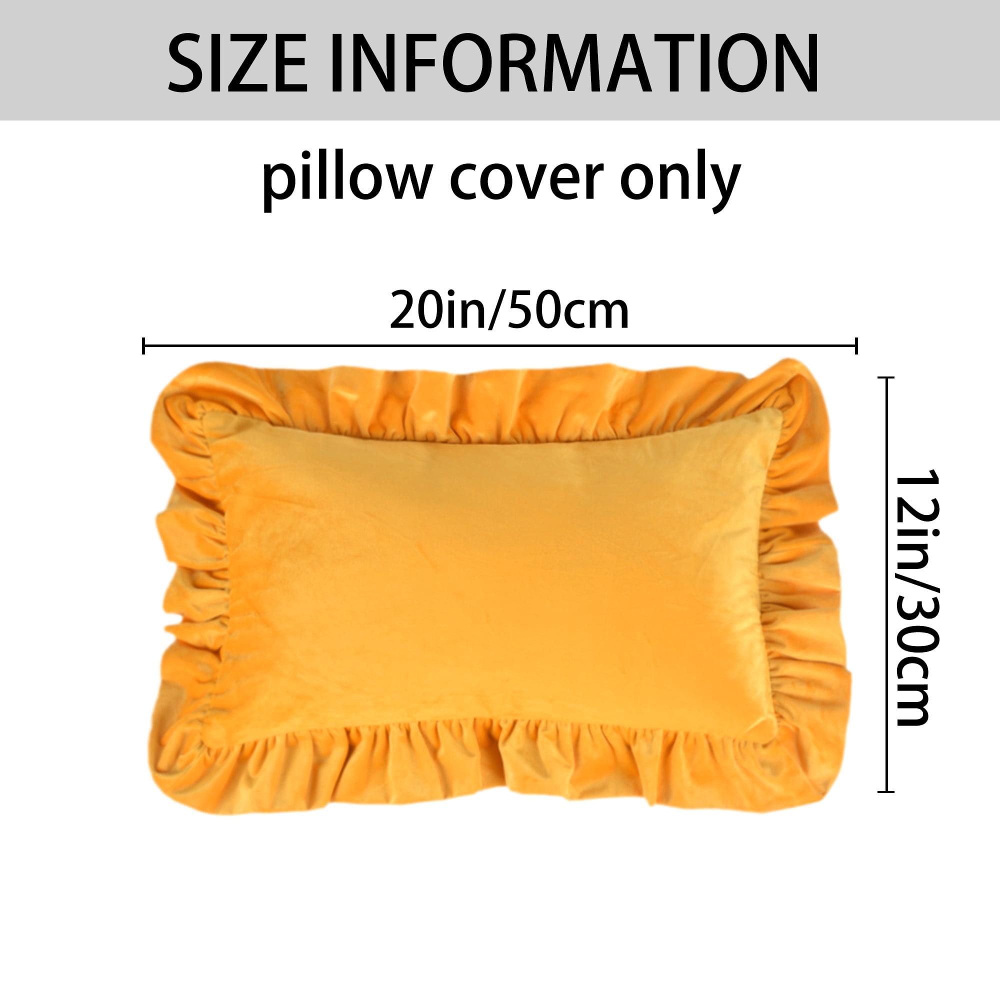 Unique Bargains Scalloped Square Outdoor Throw Pillow Covers Yellow 12" x 20"
