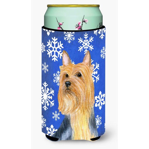 Silky Terrier Winter Snowflakes Holiday Tall Boy Hugger