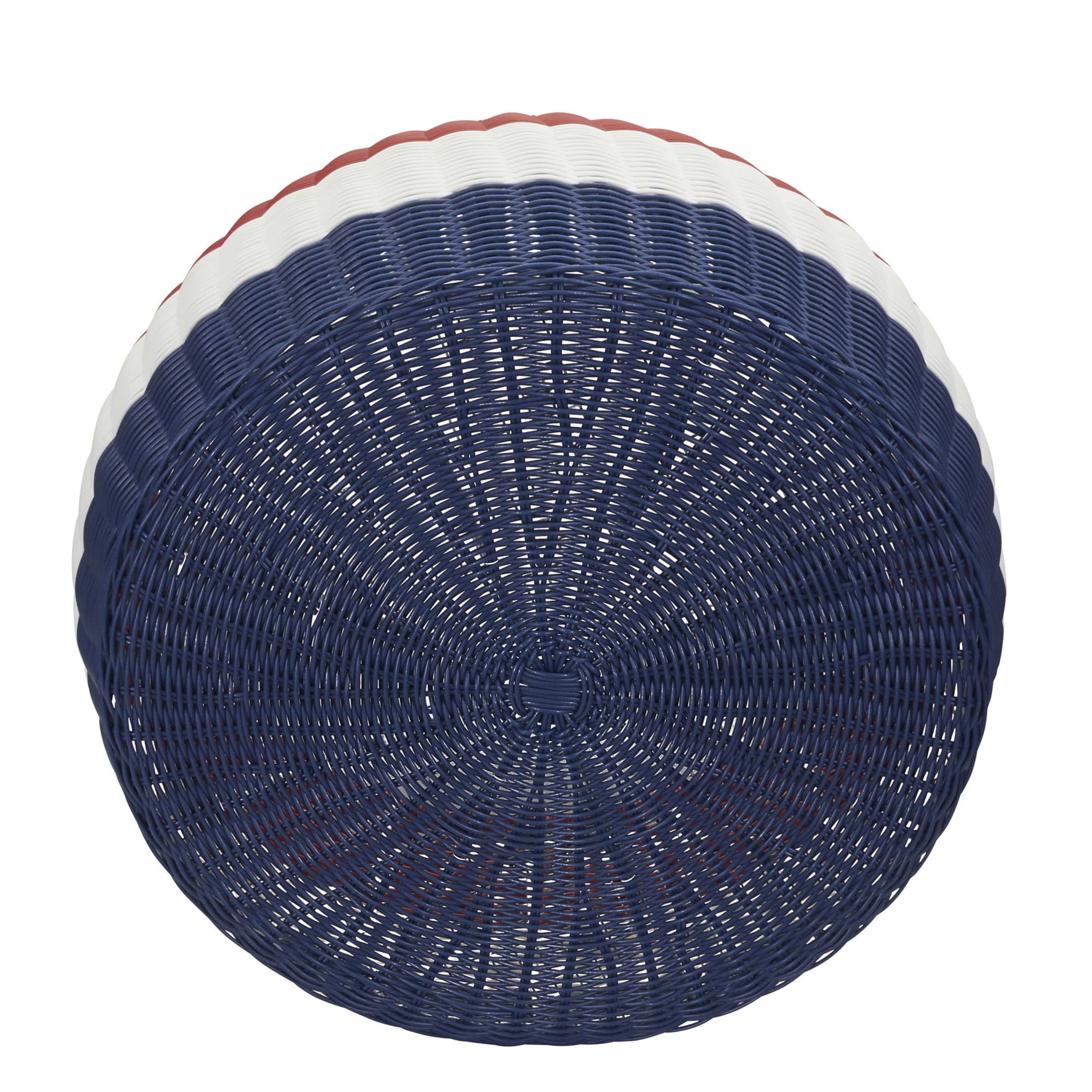 Household Essentials Handwoven Resin Ottoman Table, Blue, White and Red