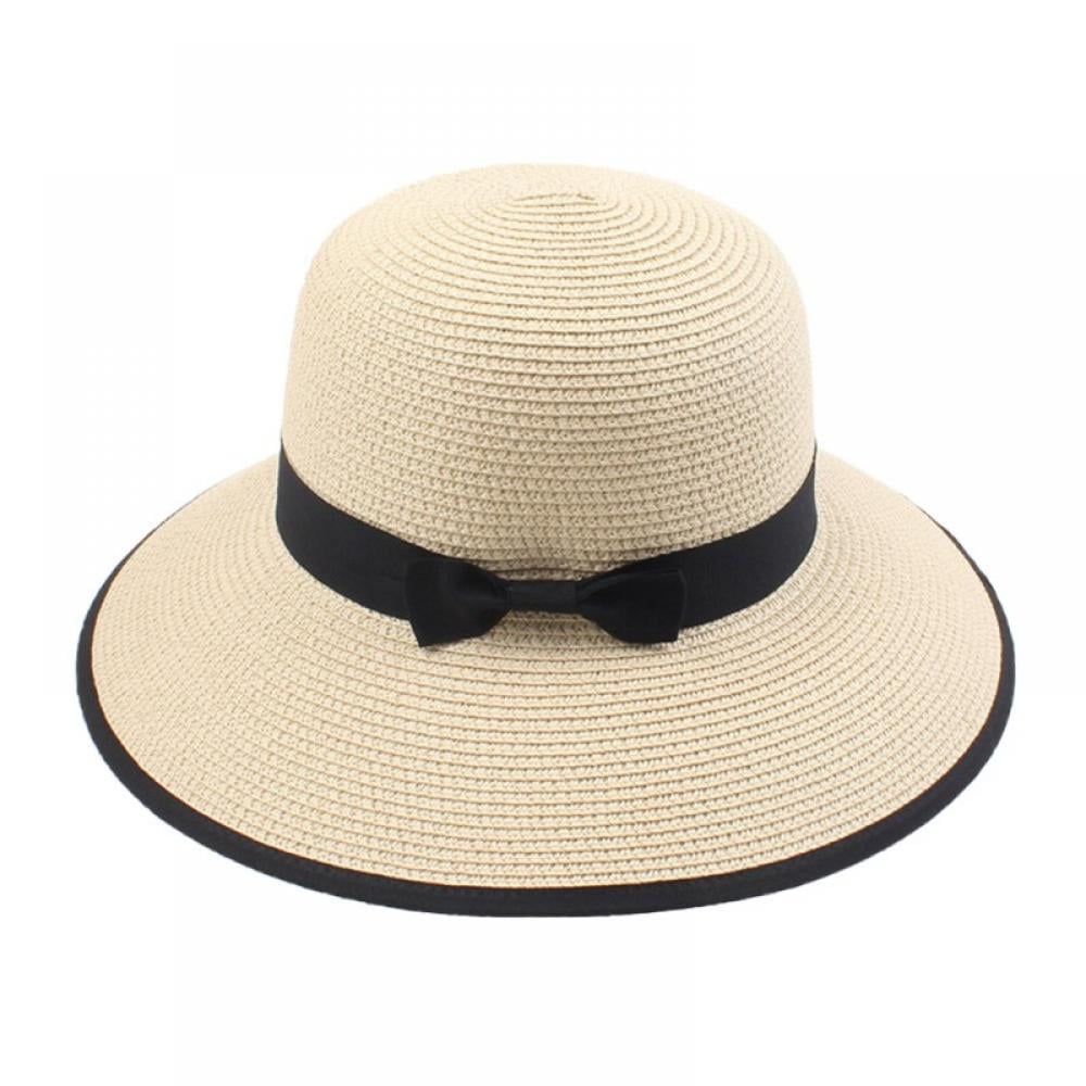 Womens Beach Sun Straw Hat Travel Foldable Brim Summer UV Hat