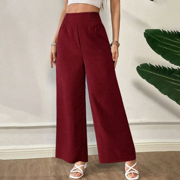 Pants for Women Women's Spring And Solid Color Versatile Straight Tube High Waisted Commuting Suit Pants Commuting Suit Pants Wide Leg Pants Spring And AutumnPants