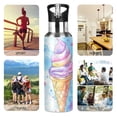thumbnail image 7 of Yayeee 20oz Insulated Water Bottle Double Wall Stainless Steel with Flip Straw Lid, Watercolor Ice Cream Pattern, 7 of 7