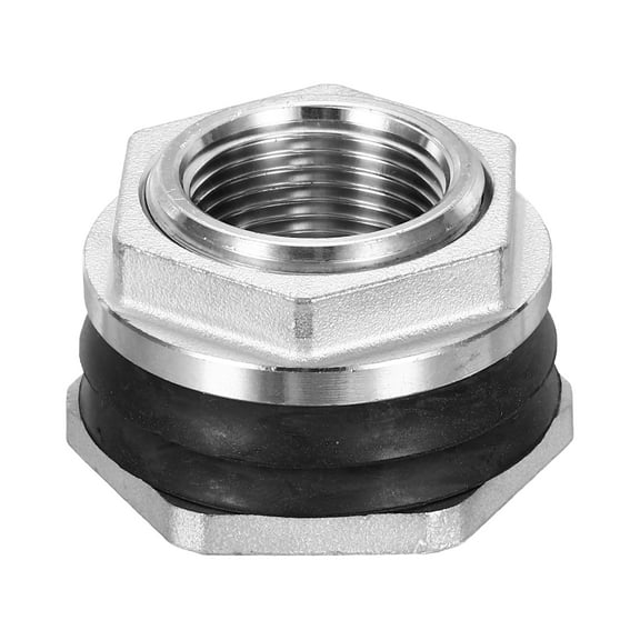 Uxcell Bulkhead Fitting 3/4" Garden Hose Threaded Stainless Steel Bulkhead Water Tank Connector Silver