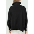 thumbnail image 4 of Solid Color Long Sleeve Women Zipper Sweater Casual Knit Pullover Jumper, 4 of 4