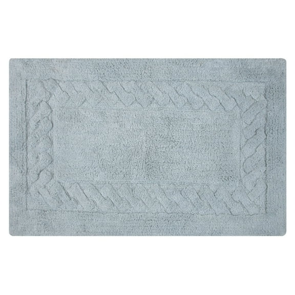 Knightsbridge Chain Bath Rug Cotton Non Skid Back - 24x40", Light Blue