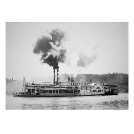 The 'City of Louisville' Steamboat on the Ohio River, C.1870 Print Wall Art By American