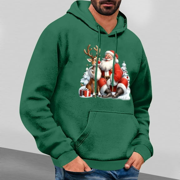 Wancir Mens Santa Claus Funny Sweatshirt Christmas Novelty Fashion Pullover Hoodies