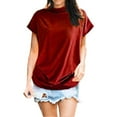 thumbnail image 2 of Blouse Décontractée en Coton à Manches Courtes Col Roulé pour Femmes, T-shirt Grande Taille, 2 of 5