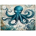 thumbnail image 2 of Area Rugs Indoor Non-Slip Rectangle Rug 2.7x5 Ft Octopus Nautical Navy Blue Kraken Coral Vintage Coastal Map Rug Rubber Backing Floor Mats Non Shedding Home Decor Carpet for Entryway Living Room, 2 of 8