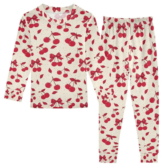 Pajama Red Bow Cherry Cute Comfortable Cotton Two-piece Pajama Set