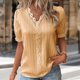 thumbnail image 3 of Chemise de grande taille pour femme à manches bulles Chemisier décontracté en dentelle Couleur unie Tenue quotidienne FLhrweasw Nuevo, 3 of 7