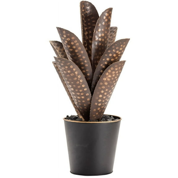 Large Oasis Hand Finished Metal Cactus Gold Iron