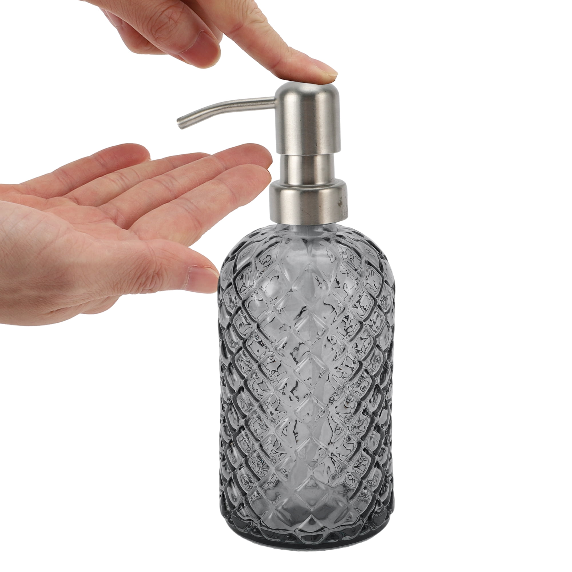 1 Pc Simple Cylindrical Soap Pump Dispenser for Bath 400ml Gray Silver Tone
