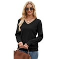 thumbnail image 5 of Ronuti Sweaters for Women V Neck Long Sleeve Casual Fall Tops Crochet Knit Lightweight Pullover Fashion Clothes 2026, 5 of 11