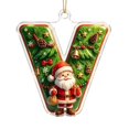 thumbnail image 2 of romoty Personalized Initial Christmas Tree Letter Ornaments, Pine Needle Santa Claus Pendants, 2D Flat Acrylic Monogram Xmas Decor, 2 of 6
