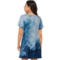 thumbnail image 2 of Bixox Abstract Ocean Waves Pattern Women's Nightgown, Soft & Breathable Sleepwear, Round Neck Knee-Length Pajama Dress,Loungewear for Home & Sleep, 2 of 7