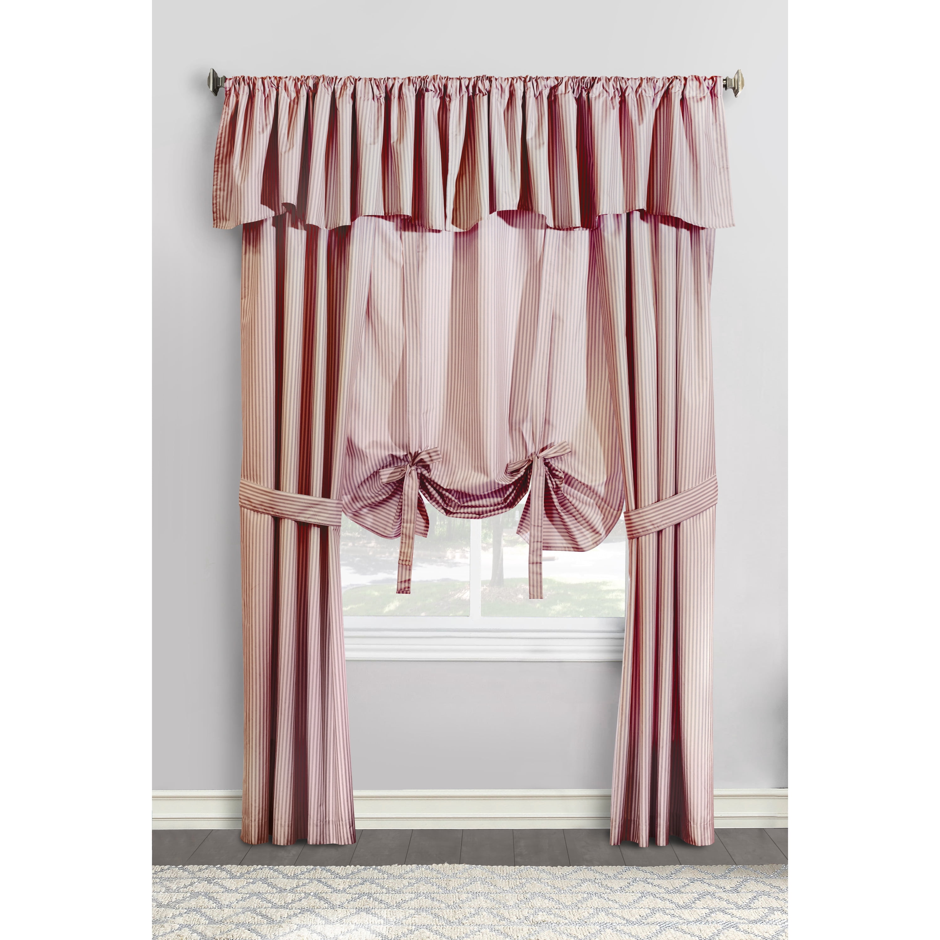 Twinning Pole Top Window Curtain Panel Pair each 40" x 45" in Burgundy