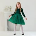 thumbnail image 5 of DHFJKG Girls Velvet Long Sleeve Dress Ruffle Sparkly Sequins Tutu Mesh Party Performance Dress Sweet Dresses, 5 of 5