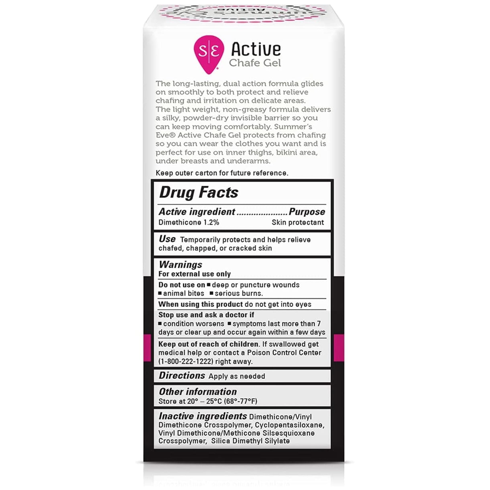 Summer's Eve Active Chafe Gel, Prevents & Relieves Chafing, 1.5 oz