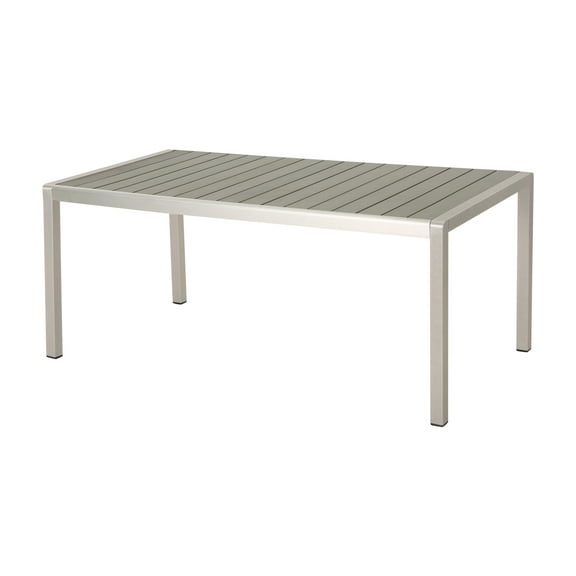 Crested Bay Outdoor Aluminum Dining Table with Faux Wood Top, Gray