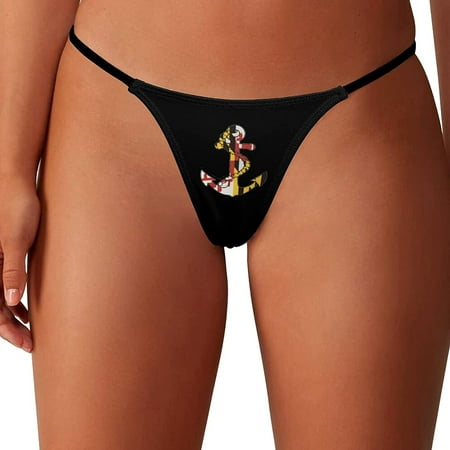 

Maryland Flag Anchor Women s G-String Thongs Low Rise Hipster Underwear Stretch T-Back Panties