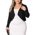 thumbnail image 2 of Unique Bargains Women Plus Size Long Sleeve Elegant Cropped Cardigans Shrugs Bolero 1X Black, 2 of 6