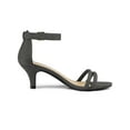 thumbnail image 3 of BLISSFUL STEP Women's Shoes Faux Suede Ankle Strap Kitten Heel Slide Straps Solid Sandals  Gray 9, 3 of 8